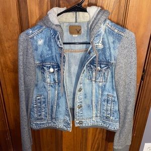 American Eagle hooded sweatshirt- jean jacket